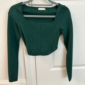 Altar'd State Green Long Sleeve Crop Top